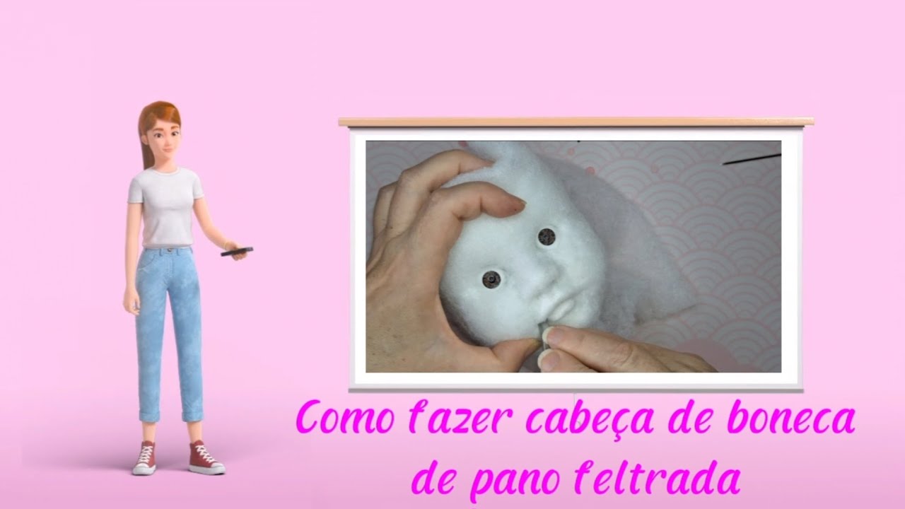 Como fazer cabeça de boneca de pano feltrada PARTE 1