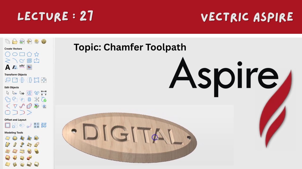 Урок по Aspire, часть 27 | Подробное объяснение траектории снятия фаски | Цифровой эффект