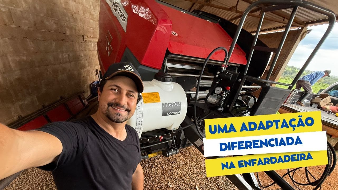 Uma adaptação diferenciada na enfardadeira. Vou usar o Micron para inoculante no pre secado
