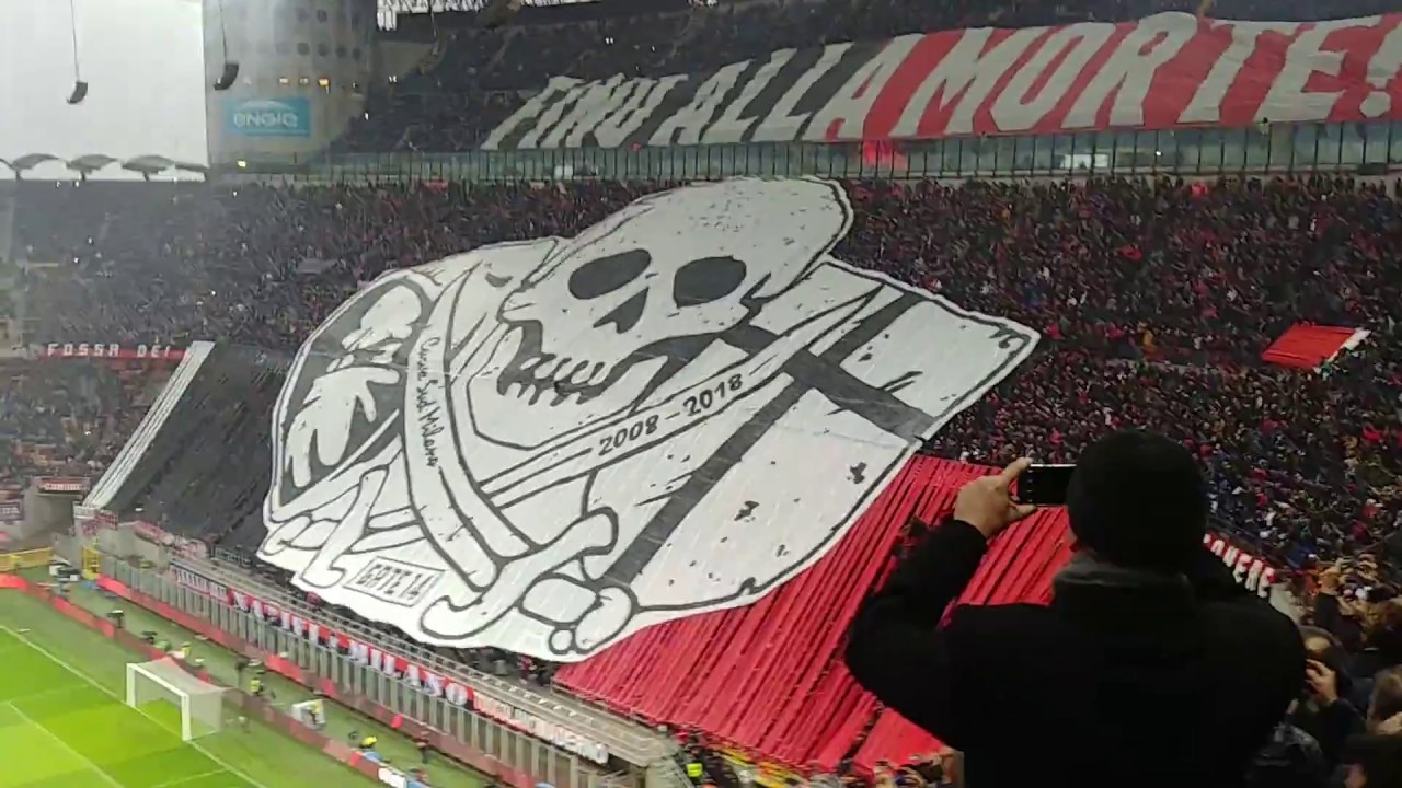Milan-Inter 0:0 Formazioni e Choreografia Curva Sud Milano. Serie A 2017/18 - Stadio San Siro