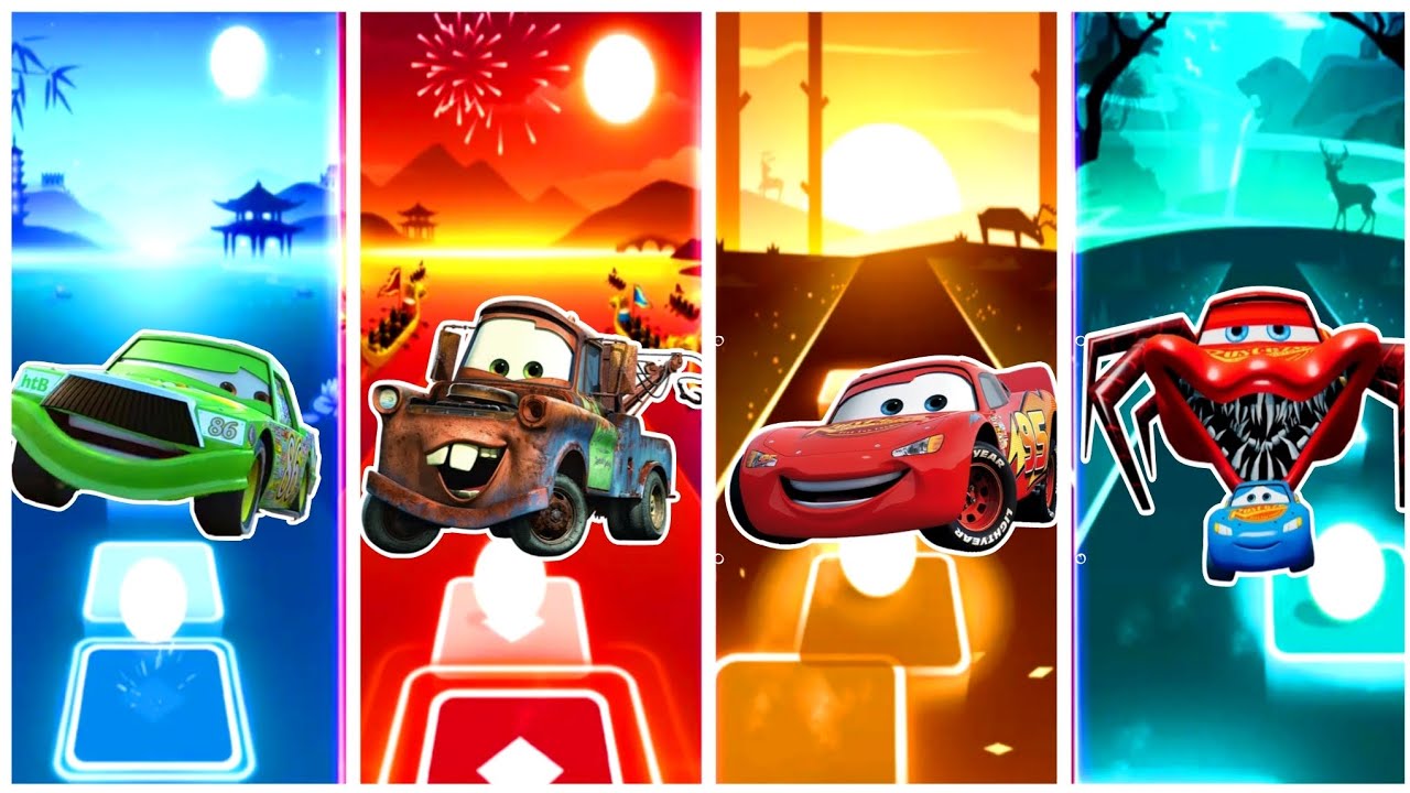 Cars 3 Mater VS Evil Lightning McQueen 🆚 Train Eater 🆚 Miss Fritter-Tiles Hop EDM Rush🎶 Who Is Best🎯