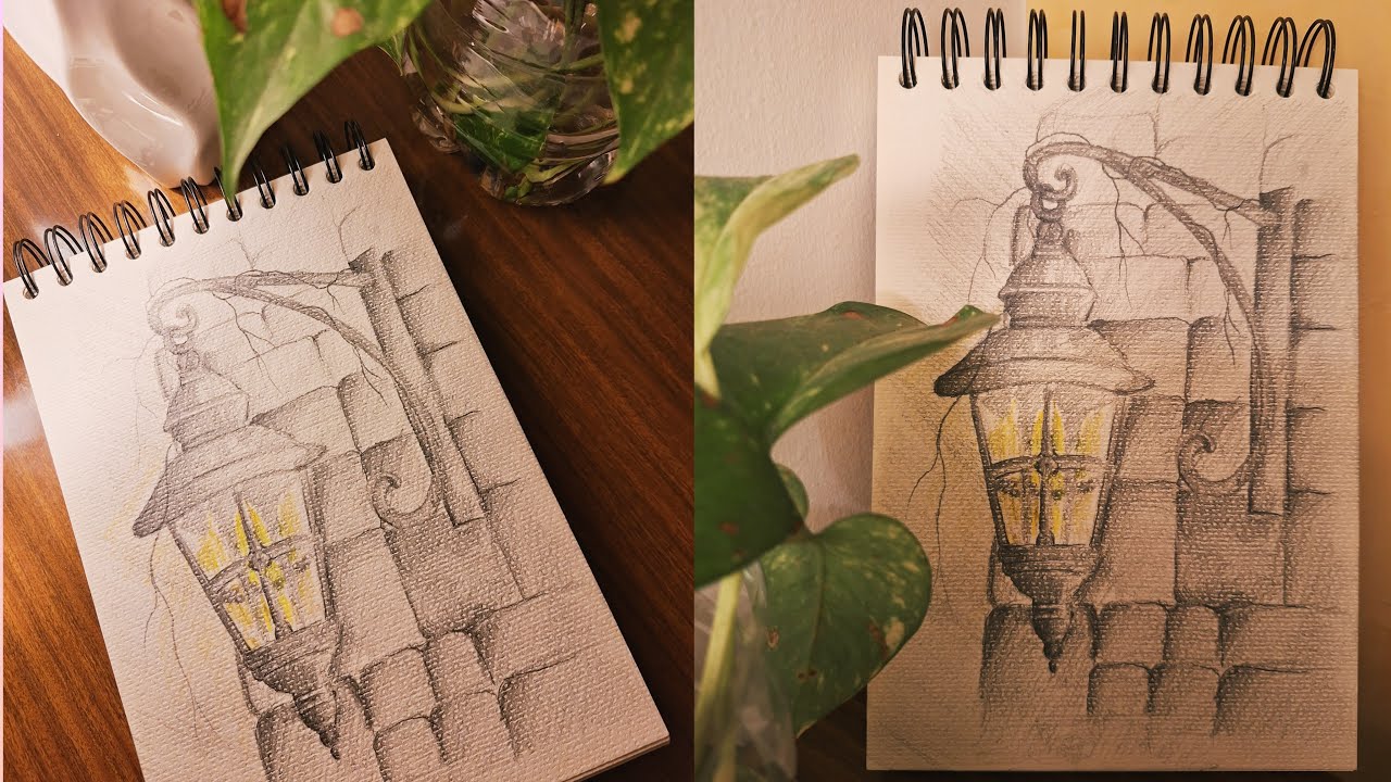 Vintage Street Lamp Pencil Sketch | Day 3| Calm & Aesthetic Drawing #pencilsketch #lampdrawing #art 