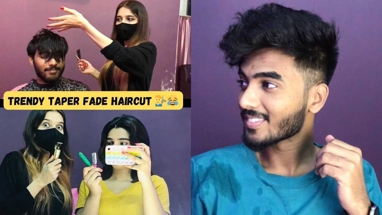 Forcefully cutting Bro's #taperfade haircut💇‍♀️😂||headshave or haircut vlog||vlogs with Rida n Hoori