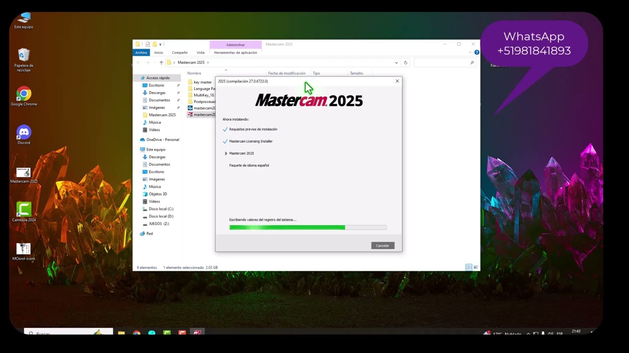 INSTALACION MASTERCAM 2025 EN ESPAÑOL PARA WINDOWS 10 Y 11, 100 % FUNCIONAL.