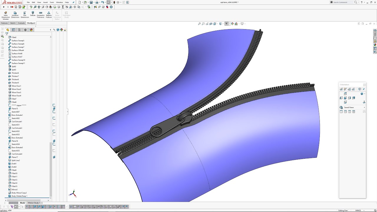 Solidworks: Creating a Zipper
