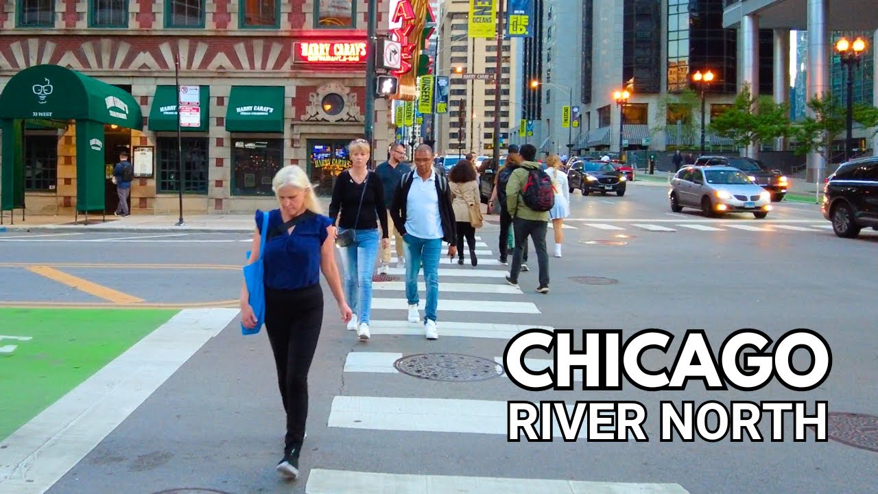 Evening in Chicago | River North | Walking Tour on Tuesday ( May 7, 2024 ) 4k City Sounds