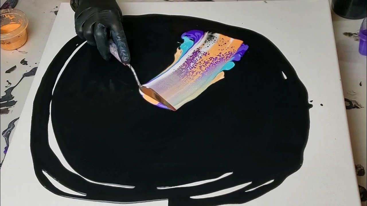 Stunning Purple & Blue Swipes Using Paints & Pigments On A Black Base