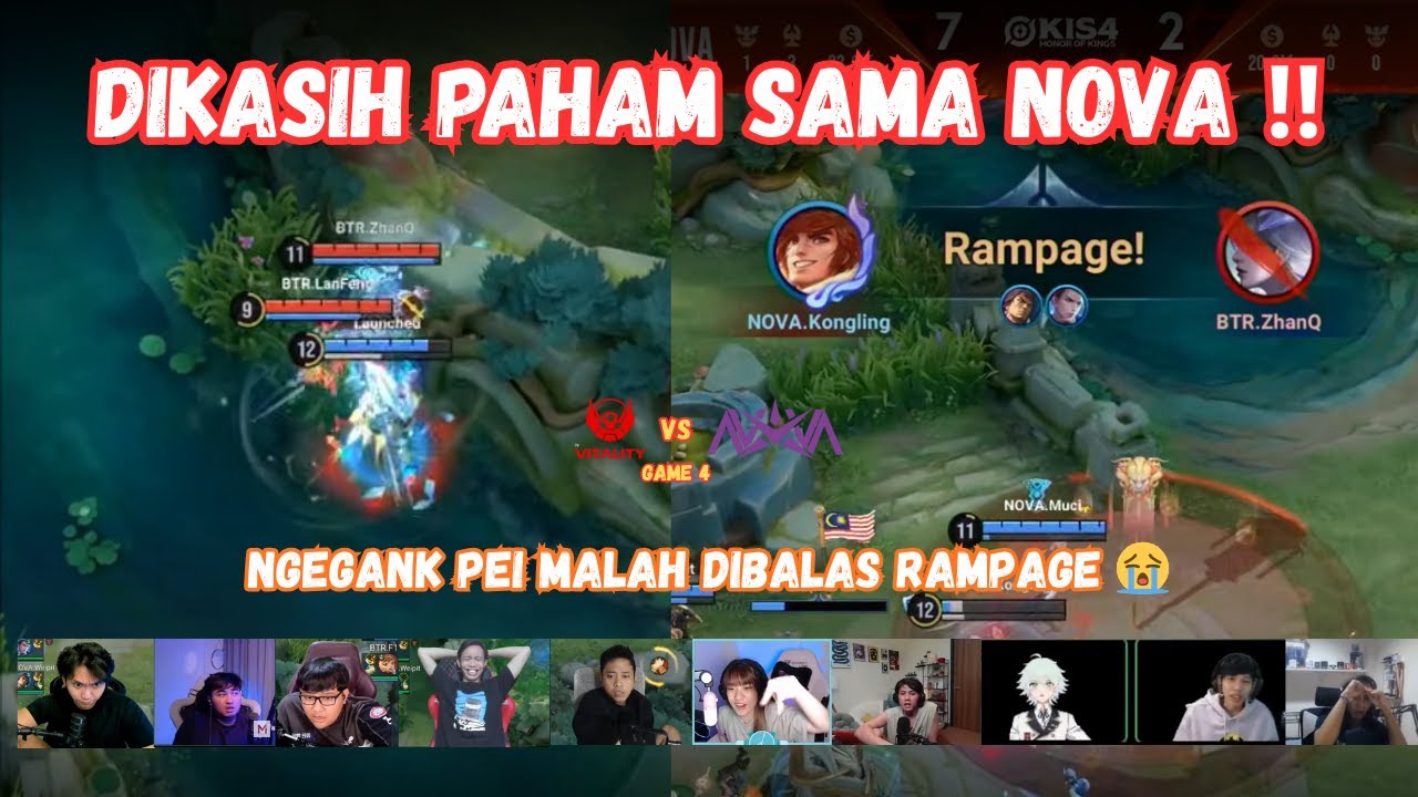 DIKASIH PAHAM GINI LE BTR 😭- REAKSI STREAMER BTR VS NOVA GAME 4 KIS4 HONOR OF KINGS