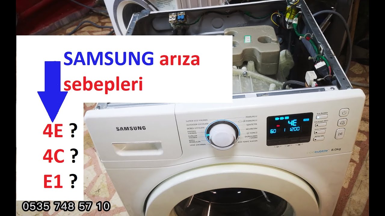 samsung çamaşır makinası 4E,hatası 4C hatası veya E1 hatası / arıza kodu nedir ?