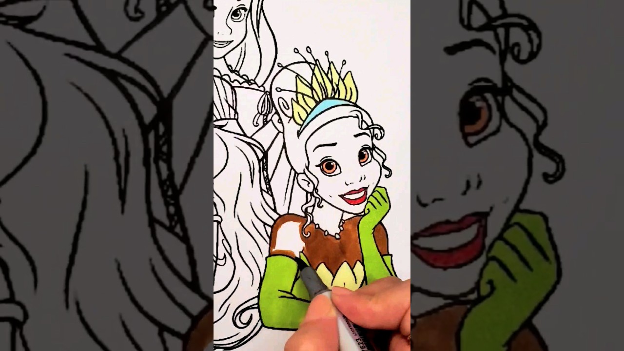 DISNEY PRINCESS Coloring Video ARIEL TIANA #princesscoloring #rapunzel #coloringchannel  #coloring