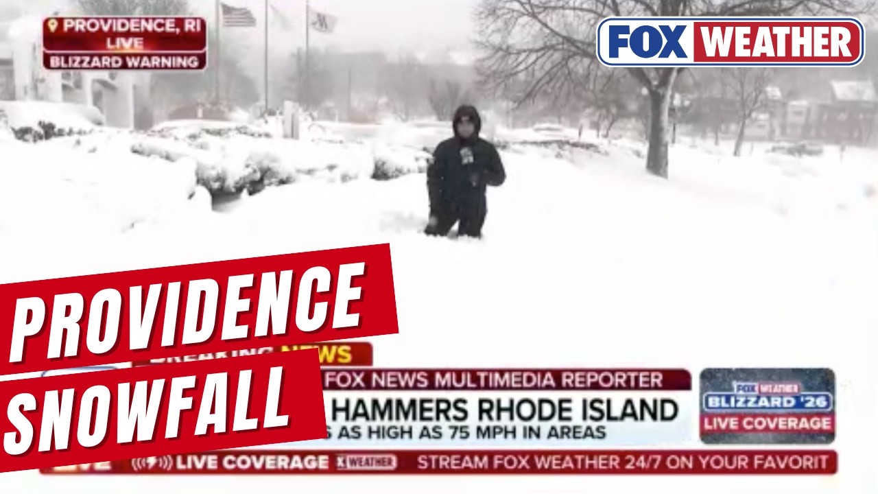 Car Stuck In Snow As Blizzard Hammers Rhode Island And Sets New Record