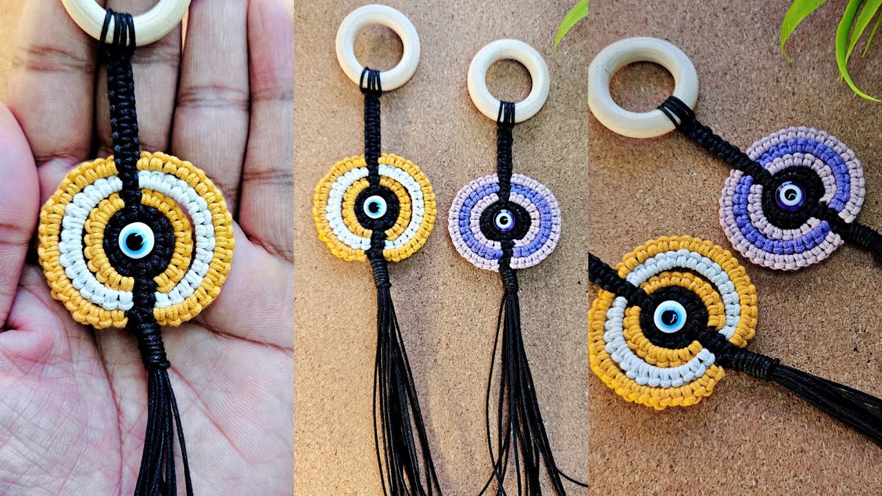 DIY Handmade Macrame Keychain | evil eye Keychain, Valentines day special gift