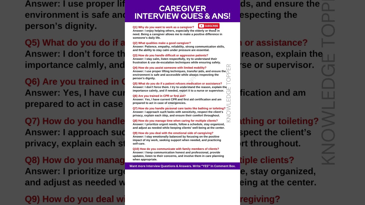 Caregiver Interview Questions and Answers