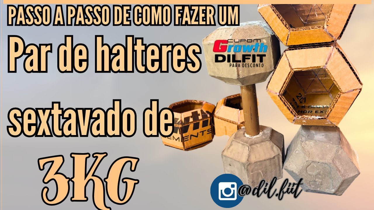 Passo a completo pra fazer um par de halteres sextavado de concreto (molde de papelão)