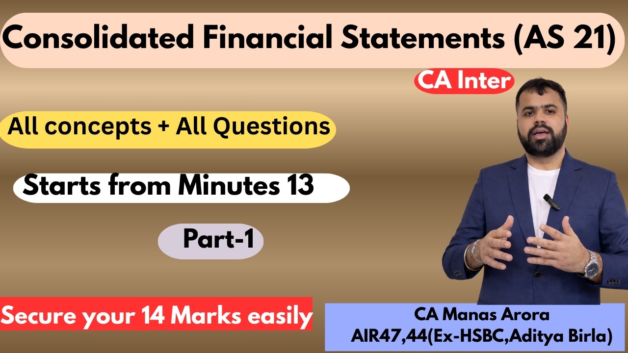 AS 21 Consolidated Financial Statements || From Zero to Hero || CA Inter|| May'26/Sept'26 onwards||