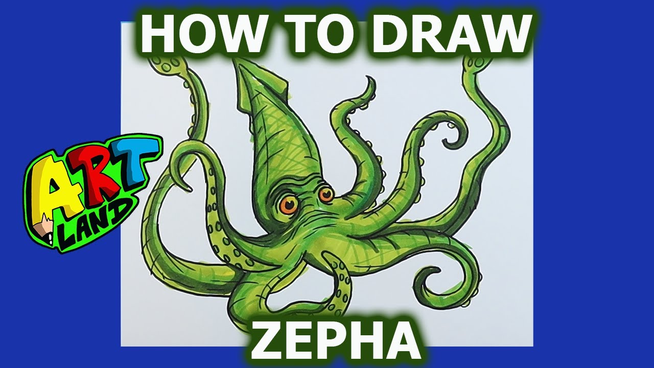 How to Draw ZEPHA THE MONSTER SQUID from BEAST QUEST!!!