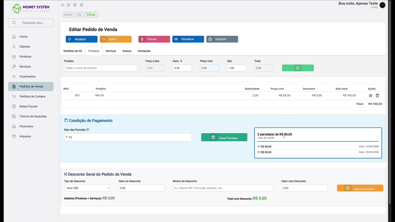 Como gerenciar pedidos no MoneySystem