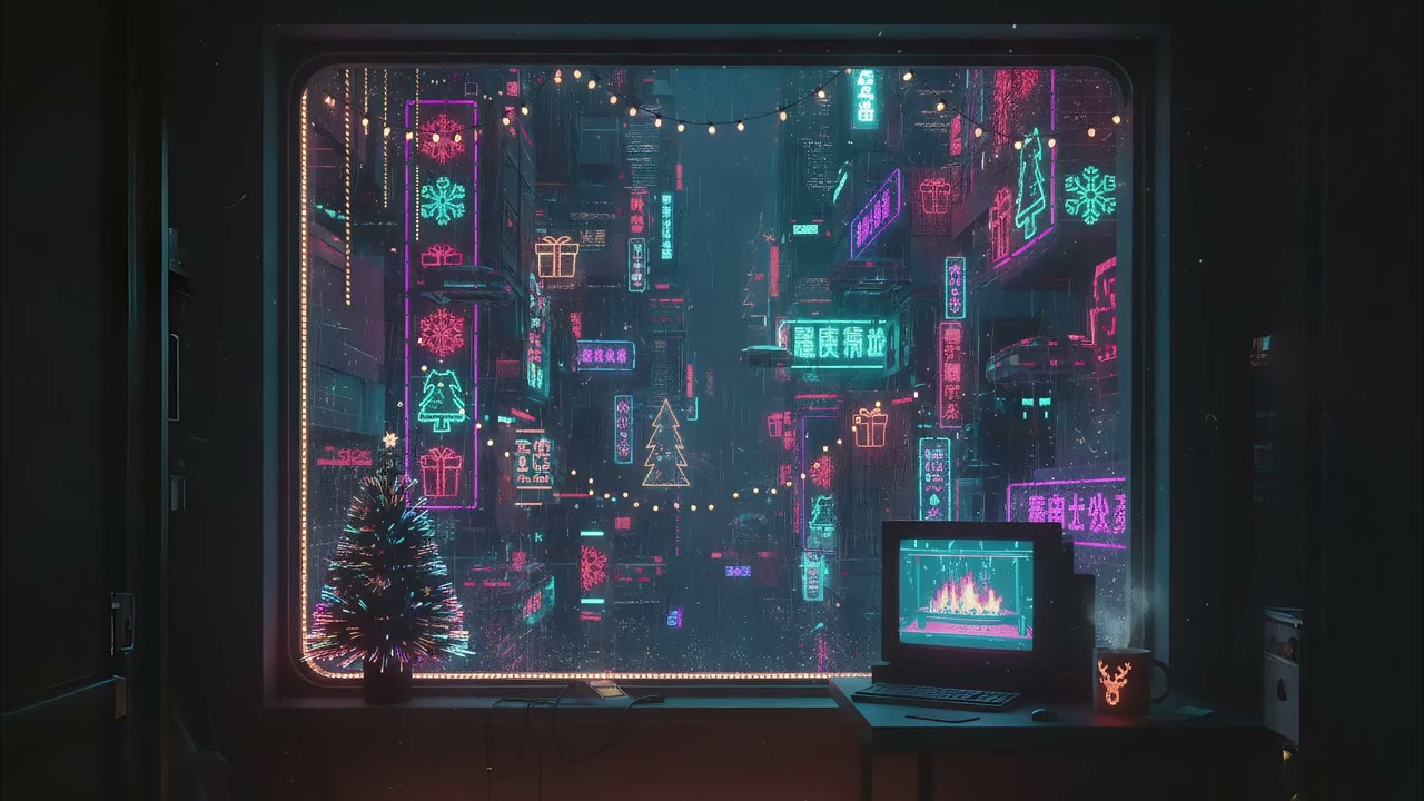 Neon Christmas 🎄 | Cyberpunk Lofi Beats for Study