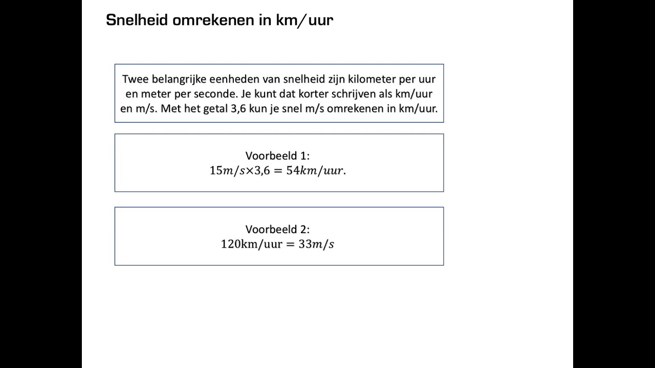 H8 Getallen - §8.5 Eenheden van snelheid