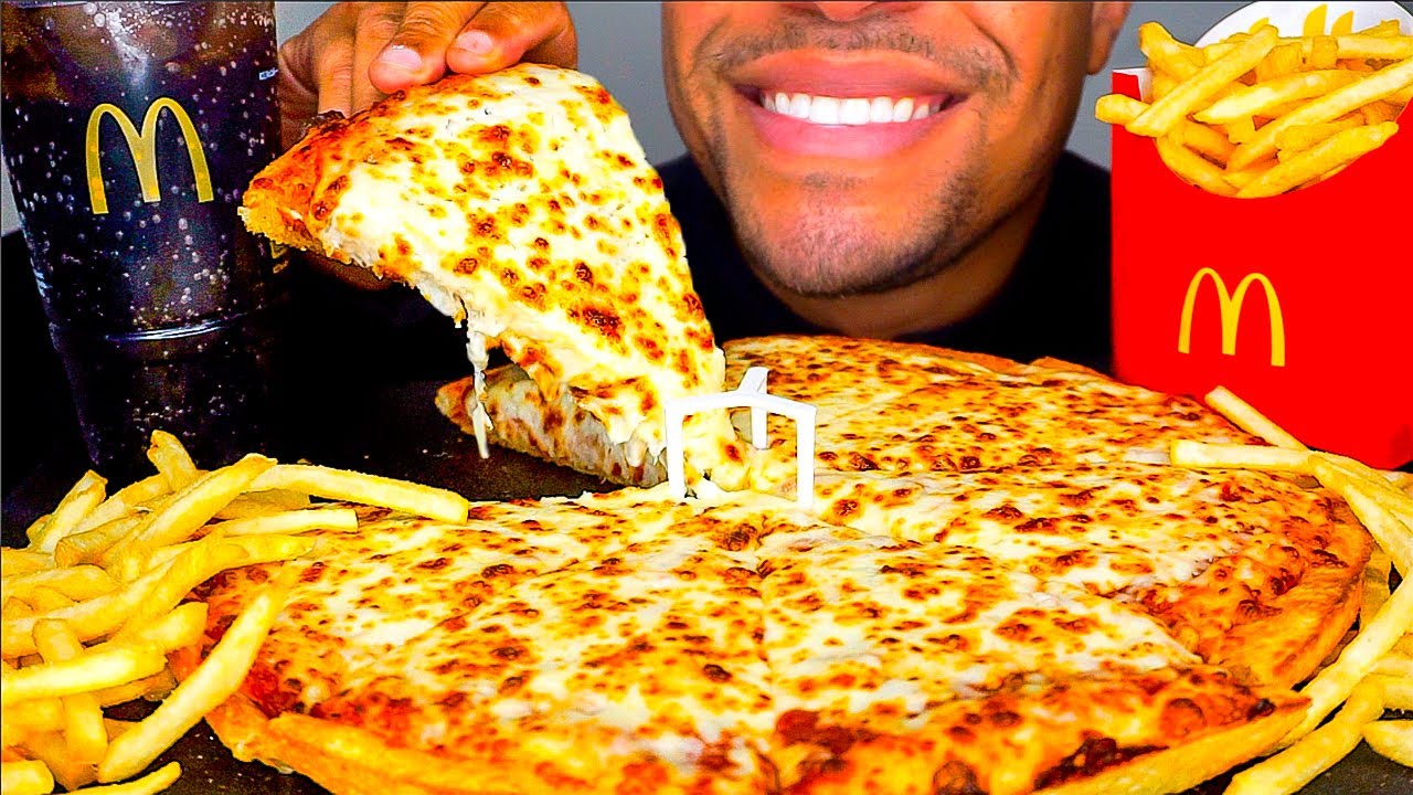 ASMR | Cheesiest Cheese Pizza McDonald’s French Fries | Eating Show Mouth Sounds | No Talking Mukban