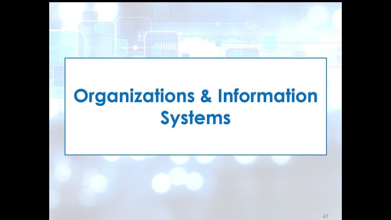 Topic 1   Section 6   Organisations and IS