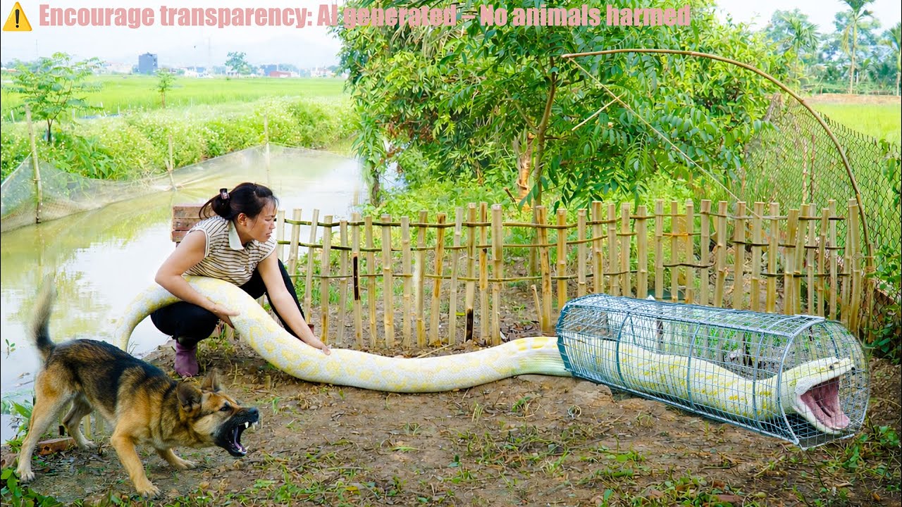 72 Hours Off-Grid Survival — Trapping a Giant Python in the Wild and Harvesting Melons for Market