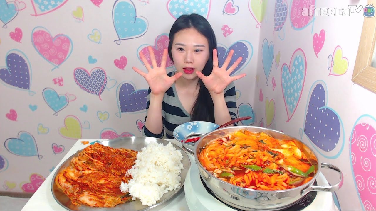 짬뽕어묵면 배추김치에 밥 먹방 Mukbang eating show 170621