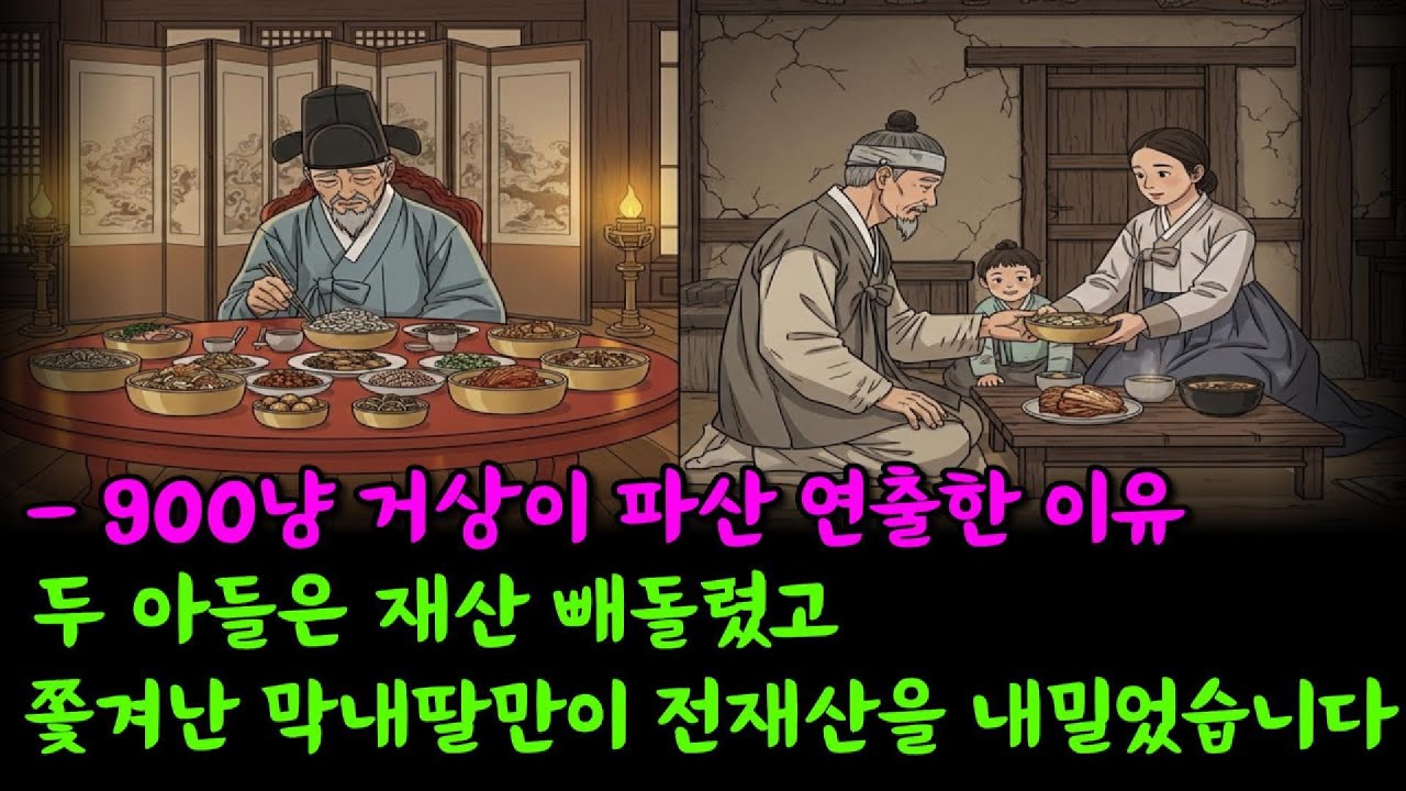 900냥 거상의 파산 연출 | 두 아들은 재산 빼돌렸고, 쫓겨난 막내딸만이 전재산을 내밀었습니다 l 야담 ㅣ잠안올때듣는이야기 l 구전설화 ㅣ감동이야기