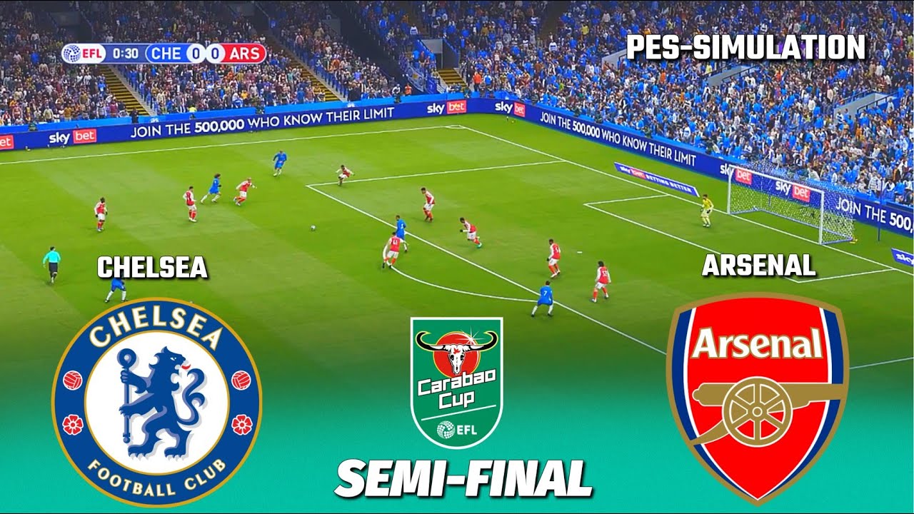Chelsea vs Arsenal | EFL Carabao Cup Semi-Final | PES 2021 Simulation