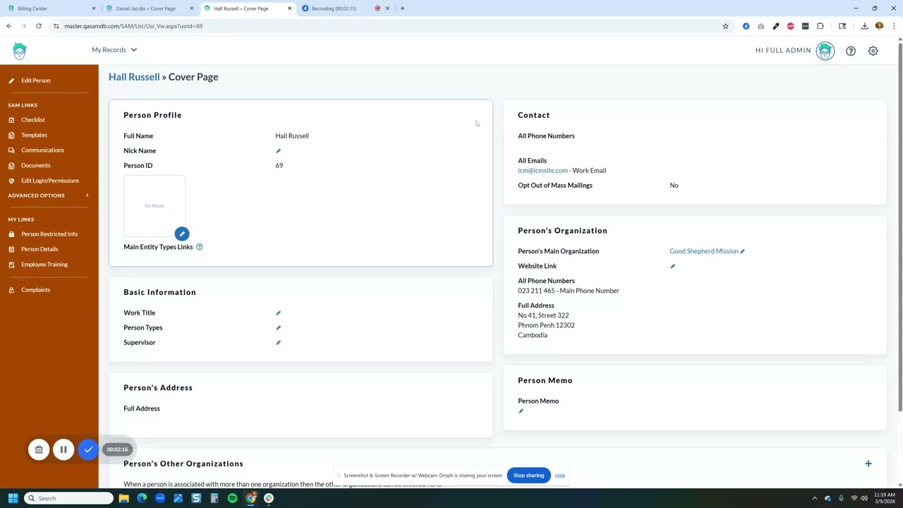 SAM's Billing Center Tour