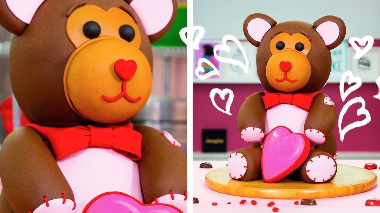 How To Make An Adorable TEDDY BEAR CAKE For Valentine's Day | Yolanda Gampp | How To Cake It