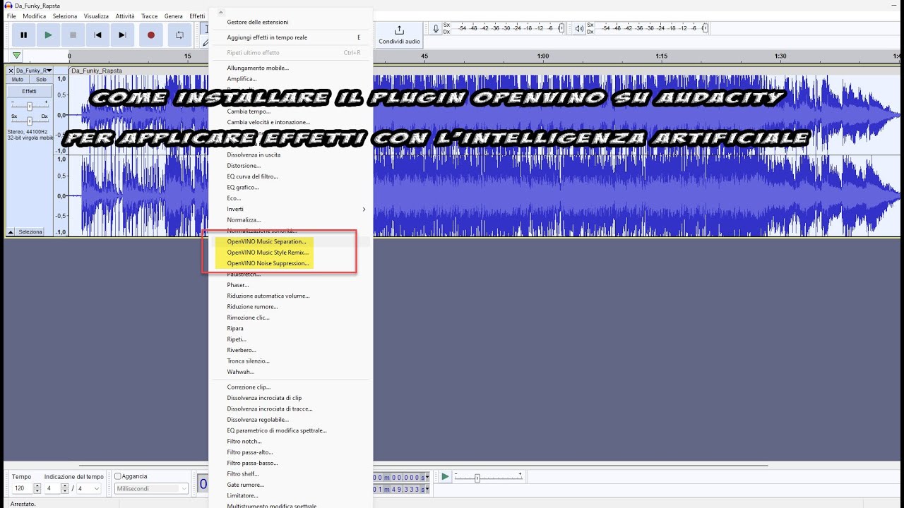 Come installare il plugin OpenVINO su Audacity per applicare effetti con l'intelligenza artificiale
