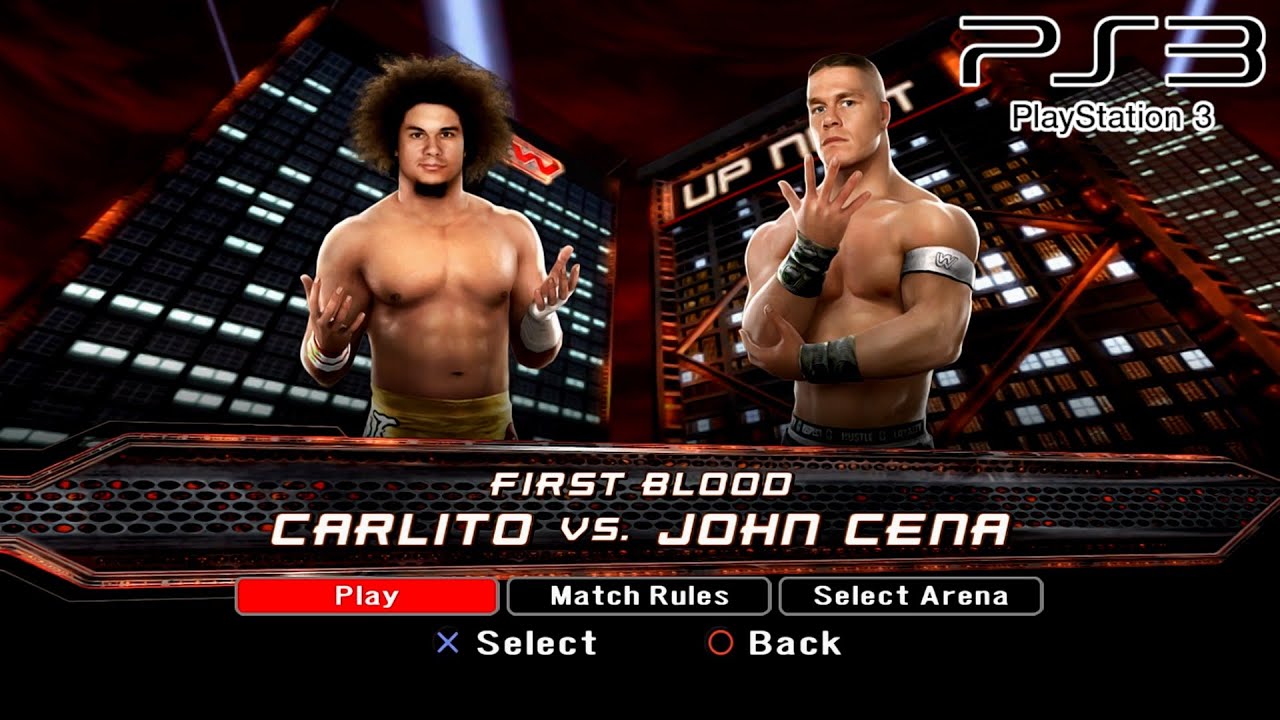 WWE SmackDown VS Raw 2008 PS3 - Carlito VS John Cena - First Blood [2K][mClassic]