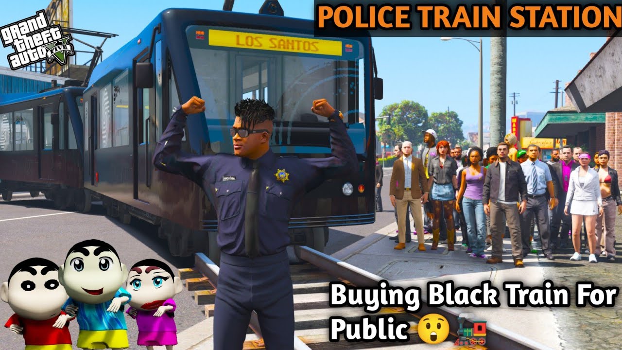 GTA 5: Franklin Buying Black Police Train For Public Train Station 🚆🚂 Shinchan Shock 😲 Ps Gamester