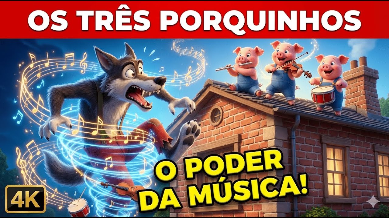Clássico Infantil 3D 4K 🐷 Os Três Porquinhos + Música Encantada | Histórias para Dormir