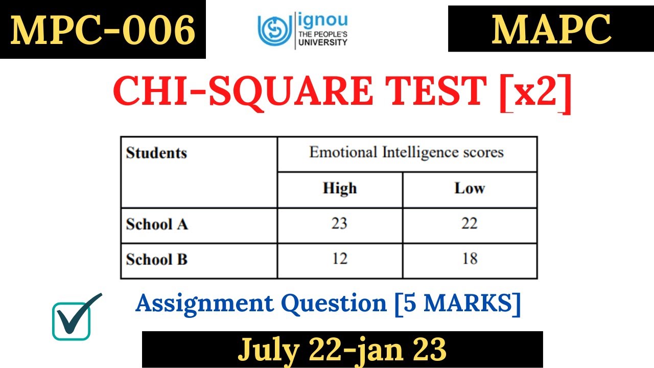 |chi square test ignou ma psychology assignment jun 2022| mpc006 chi square test assignment|