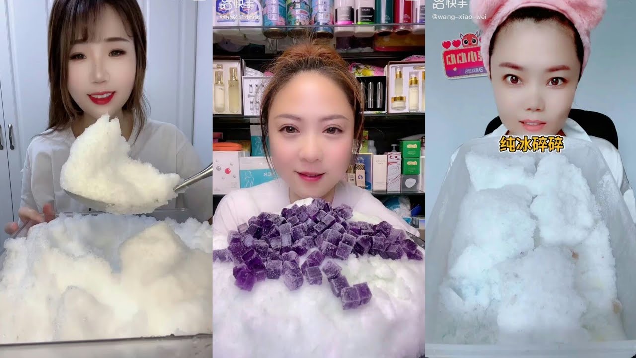 ASMR WHITE SHAVED ICE #asmr #asmreating #kwai #crunchyasmr #ice #iceeating #whiteice #shavedice