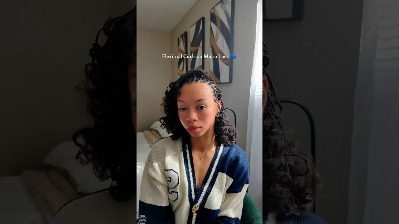Flexi rod set on Micro locs | #microlocs #microlocstyles #curlylocs #heatlesscurls
