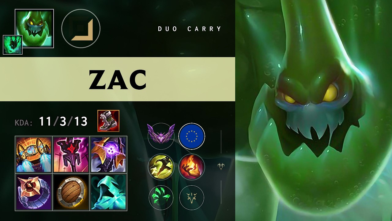 Zac Carry vs Corki - EUNE Master Patch 26.11