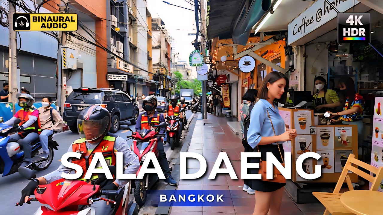 Bangkok Silom Area 🇹🇭 Sala Daeng - Lumpini | 4K HDR &bull; Binaural Audio 🎧