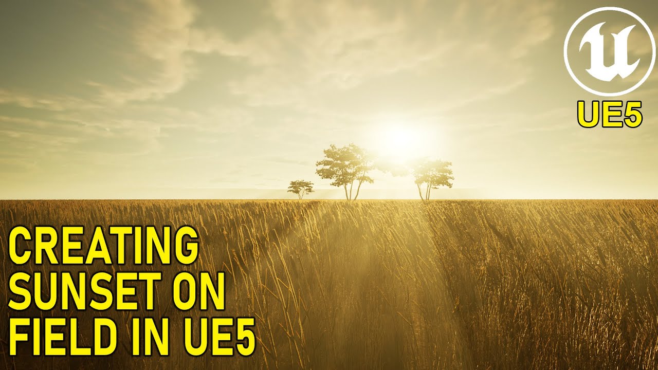 Unreal Engine 5 Simple Environment Sunset On Field #95