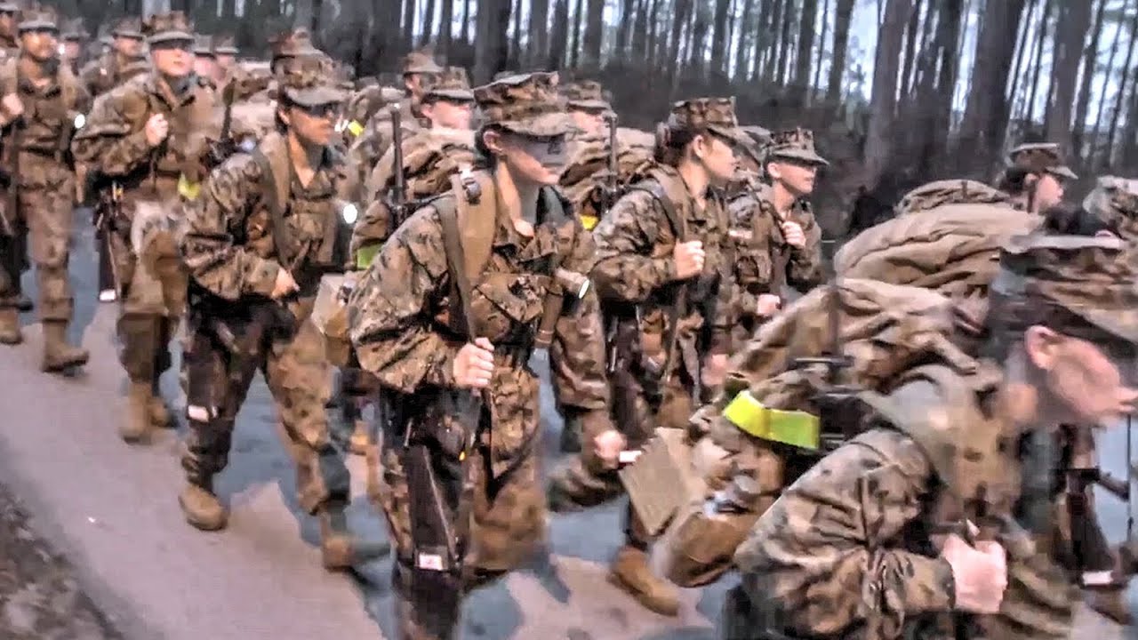 Female Marine Recruits 5K Conditioning Hike @ Parris Island Boot Camp