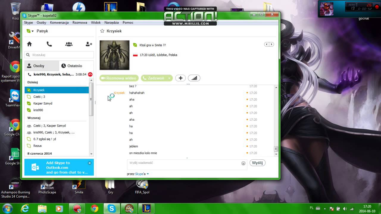 Coś poza lolem - Wtorkowa wymiana opinii na skype.