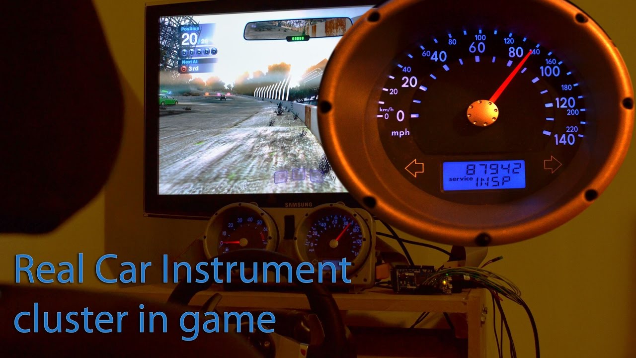 Using a real car instrument cluster to your display in game speed
