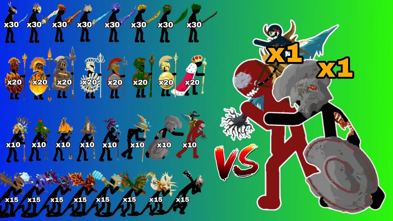 x999 Vs x1 Kai Rider x Zombie Stone - Swordwrath, Spearton, Final Boss, Giant,… - Stick War Legacy 
