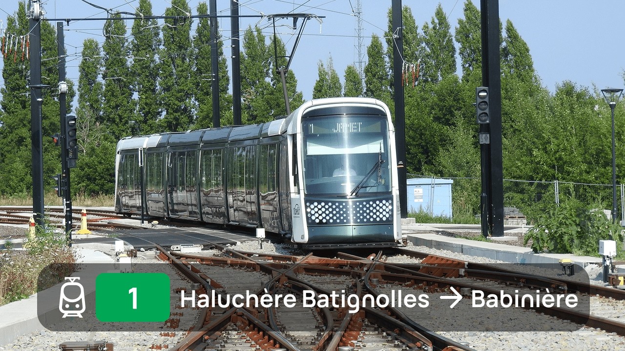 Ligne 1 entre Haluchère Batignoles et Babinière en Citadis 405 n°401 - Réseau Naolib (Nantes)