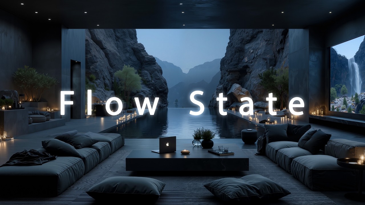 Calm Deep Work Music to Enter Flow State • Dark Stone Water Villa | Deep Work & Productivity Music
