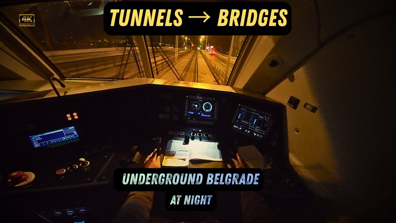 4K | 🚉 Urban Belgrade Underground Railway | Vectron Heavy Freight | Night POV