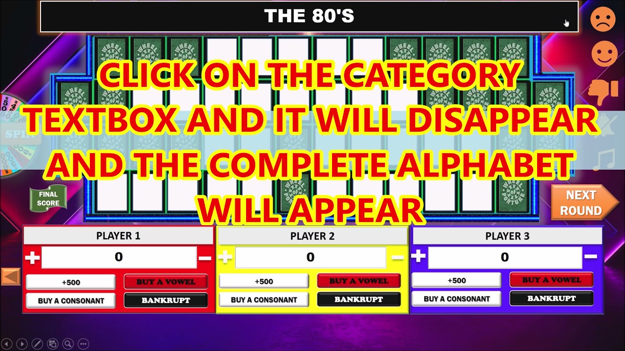 GAME WHEEL OF FORTUNE - POWERPOINT HOW TO PLAY
