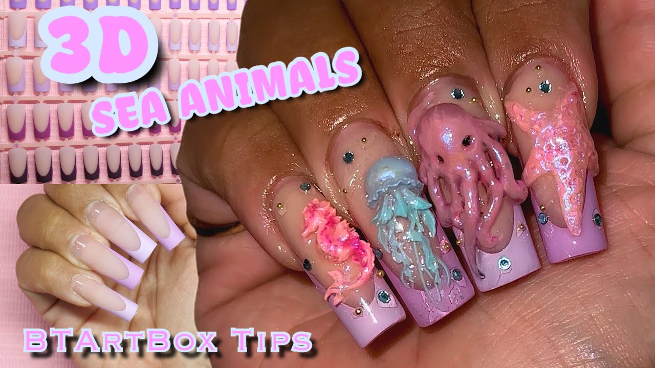 3D SEA CREATURE NAILS | NEW METHOD WITH BTArtbox NAILS